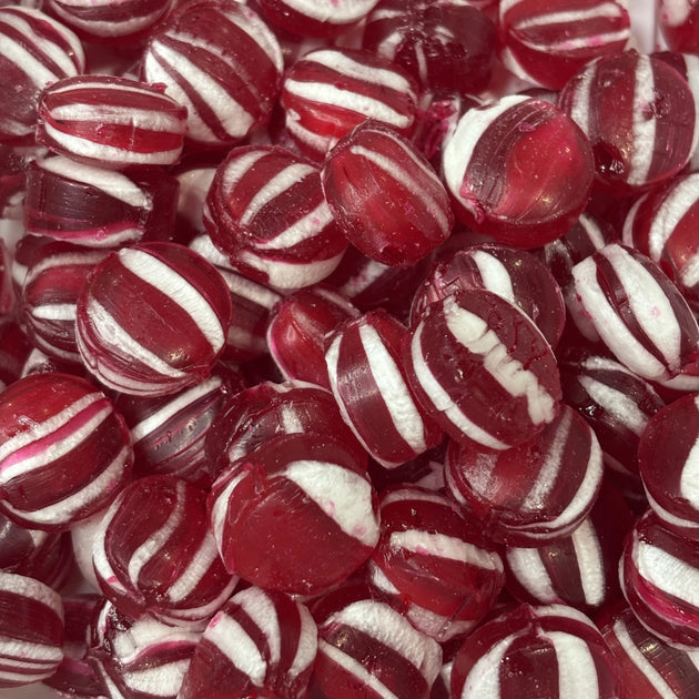 Red and white bullseye lollies