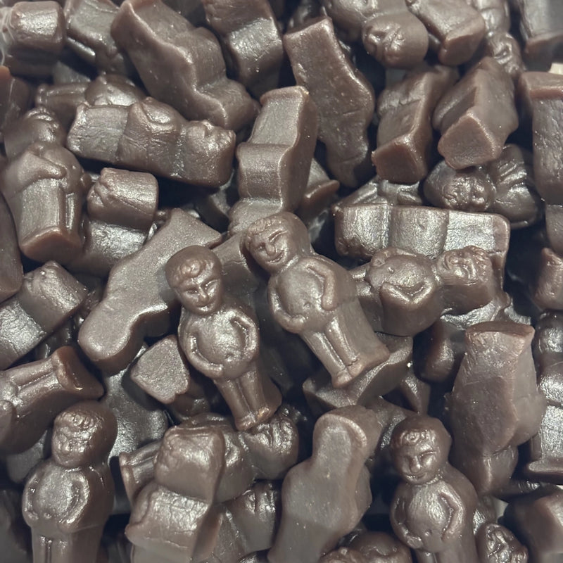 Brown lollies in the shape of little men