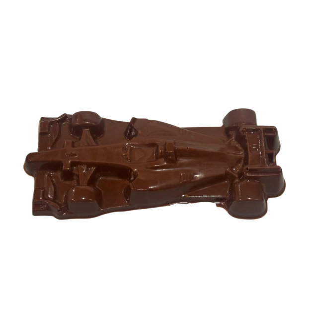 Racecar shaped solid chocolate
