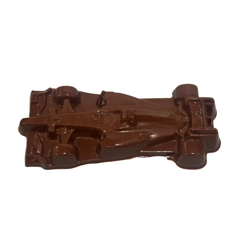 Racecar shaped solid chocolate