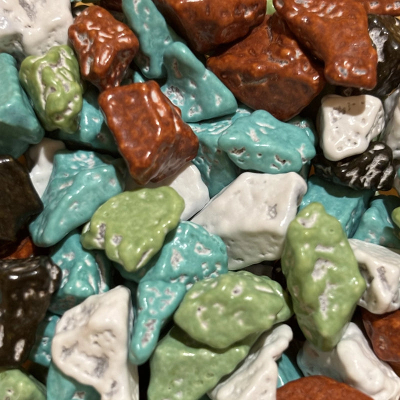 Assorted chocolate rocks with colourful candy coating