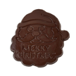Milk chocolate Santa face with Merry Christmas message.