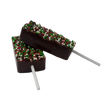 Two Santa's Chocolate Chimney lollipops with colourful festive sprinkles.