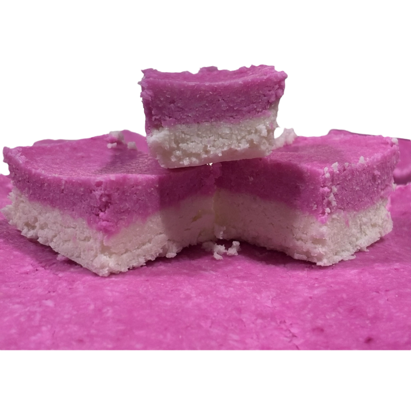 Pink and white coconut ice slices