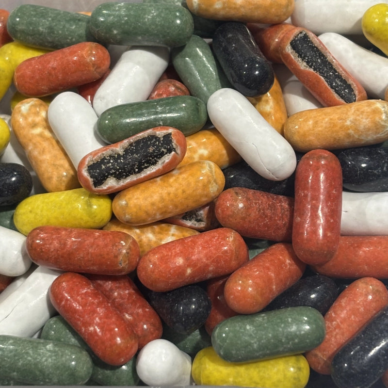 Dutch licorice sticks with candy shell coating