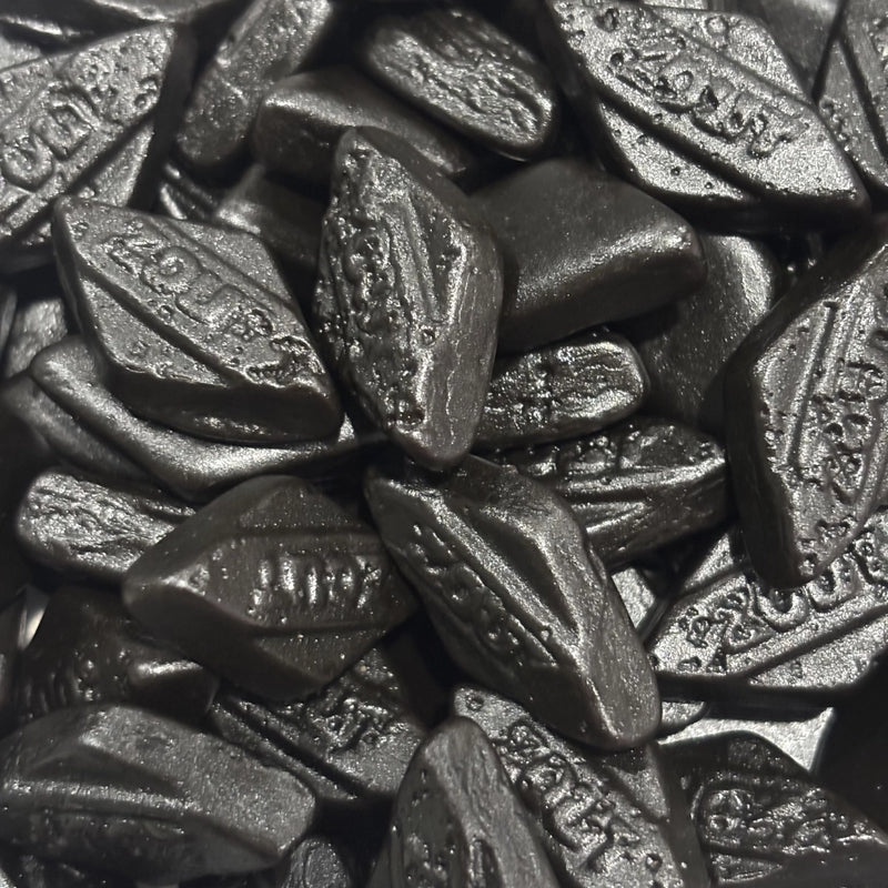 Dutch licorice diamonds with ZOUT printed on each piece