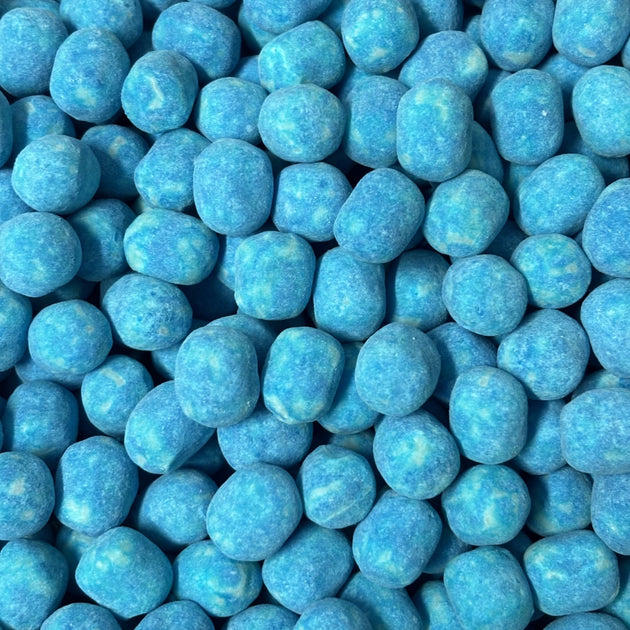 Blue coloured English lollies