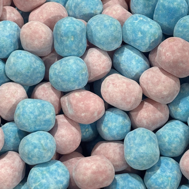 Pink and blue English bon bon lollies