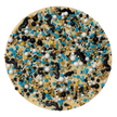 White chocolate freckle coated in assorted coloured sprinkles and moustaches