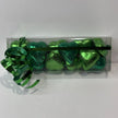 Green foil chocolate hearts in gift box
