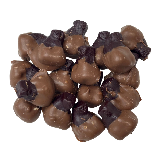 Black cat lollies half dipped in milk chocolate