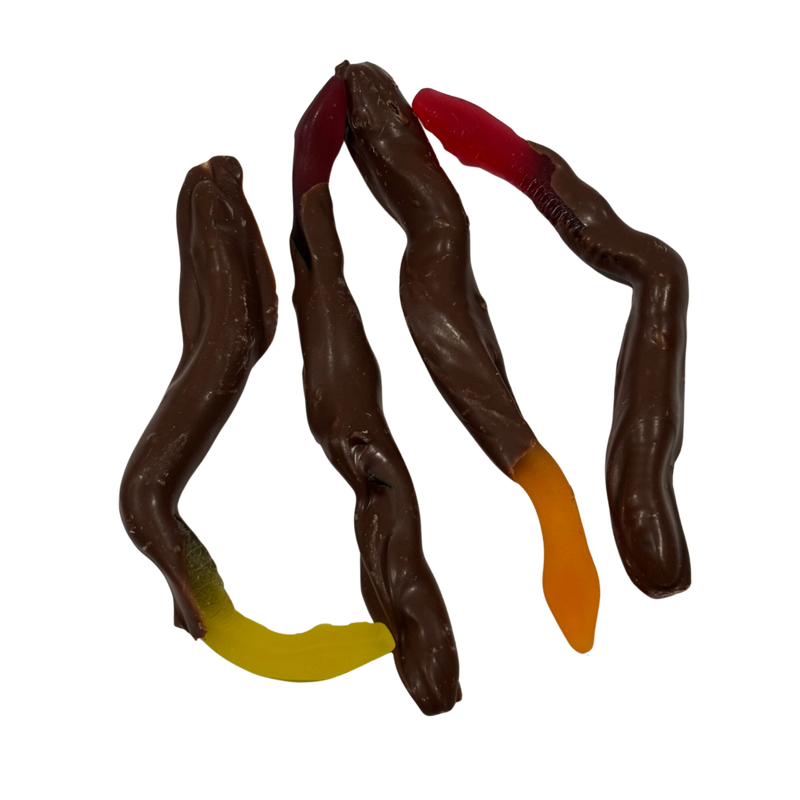 Lollie snakes dipped in milk chocolate