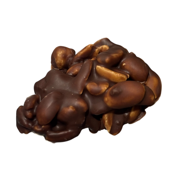 Cluster of peanuts coated in vegan chocolate
