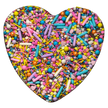 Heart shaped chocolate with pastel colour sprinkles