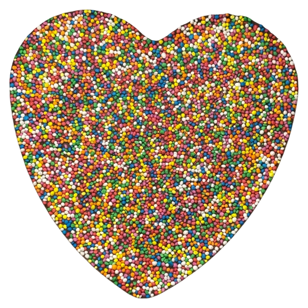 Heart shaped chocolate freckle with sprinkles