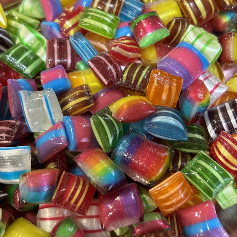 Small pieces of colourful rock candy