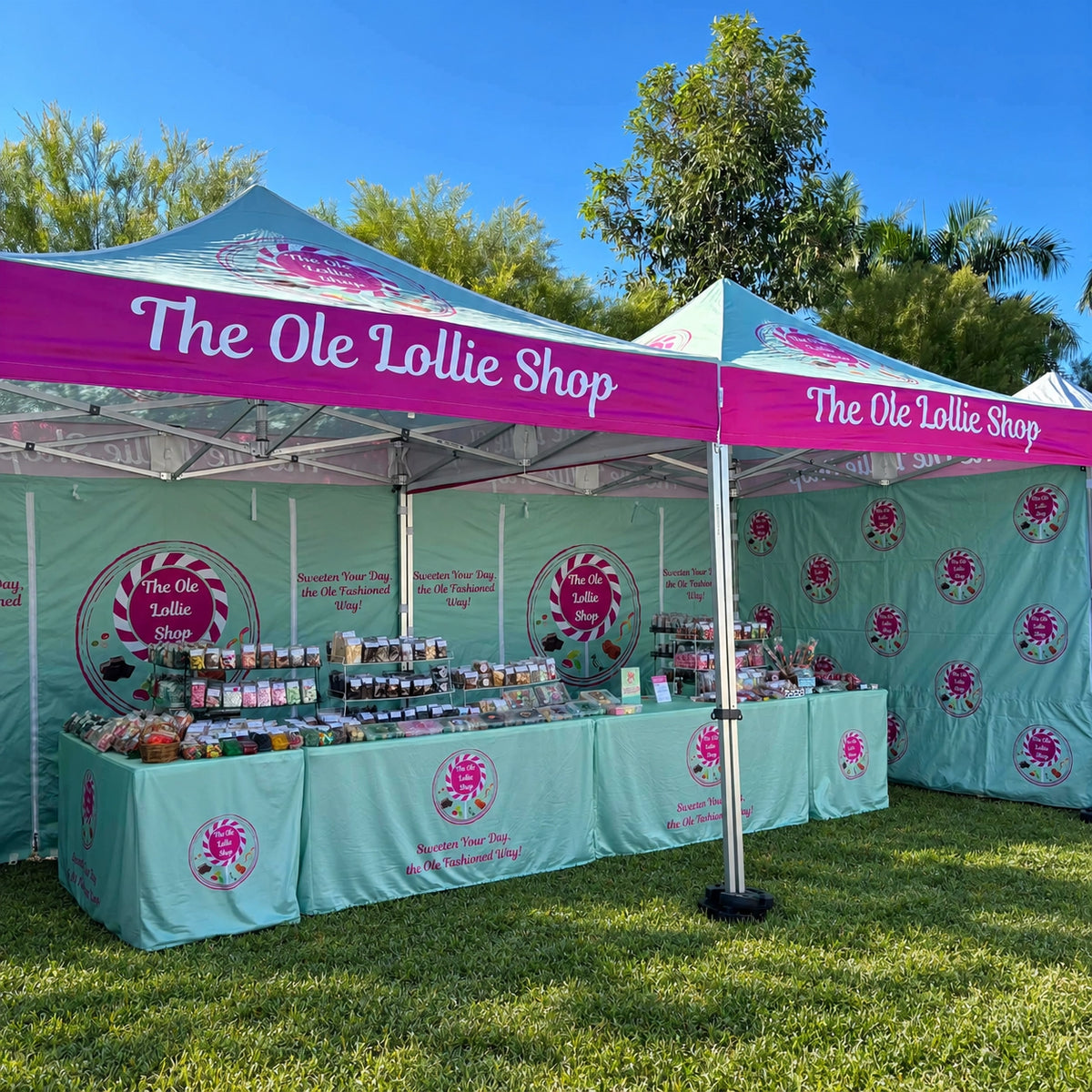 The Ole Lollie Shop marquee event set up. 