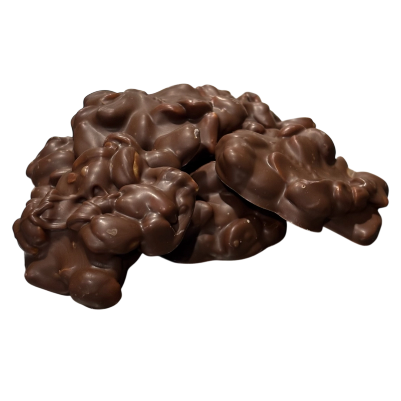 Peanut clusters coated in milk chocolate