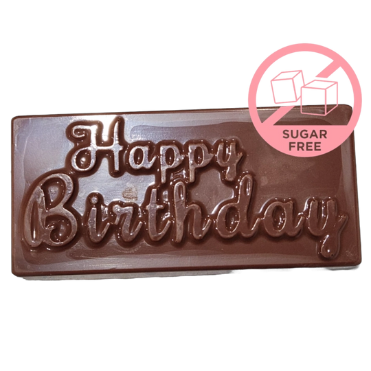 Sugar free chocolate bar with Happy Birthday message