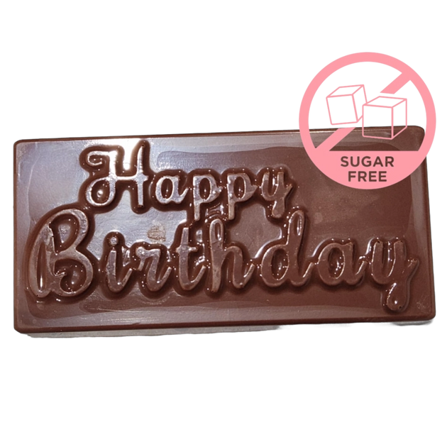 Sugar free chocolate bar with Happy Birthday message