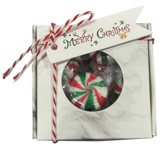 Christmas gift box filled with starlight mints