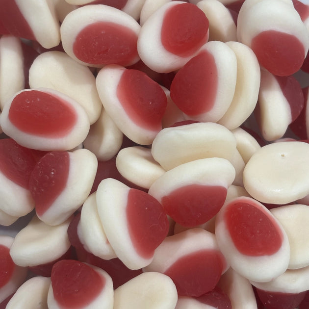 Red and white strawberry flavour lollies