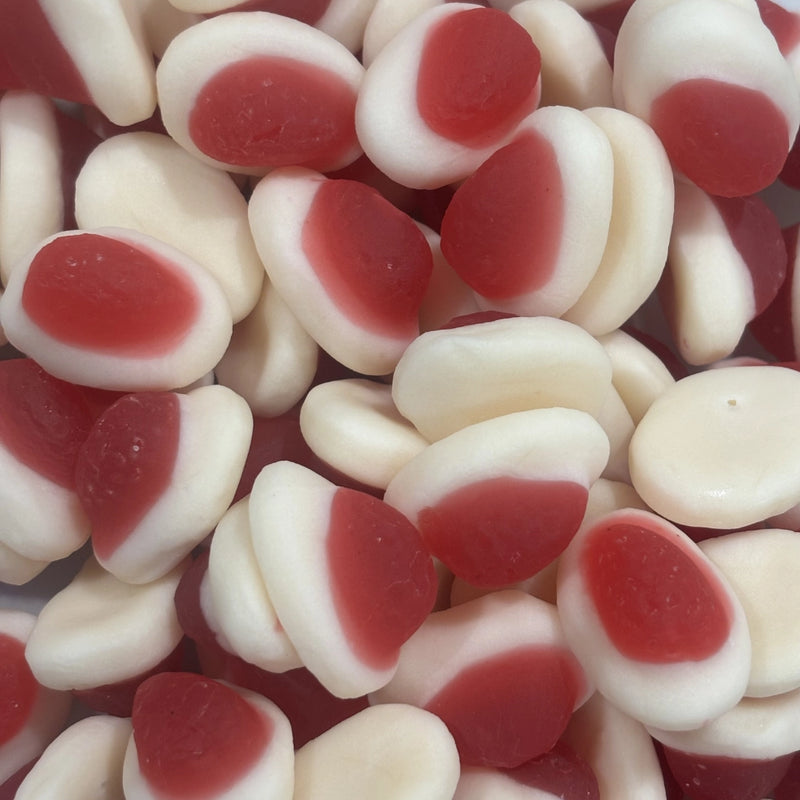 Red and white strawberry flavour lollies