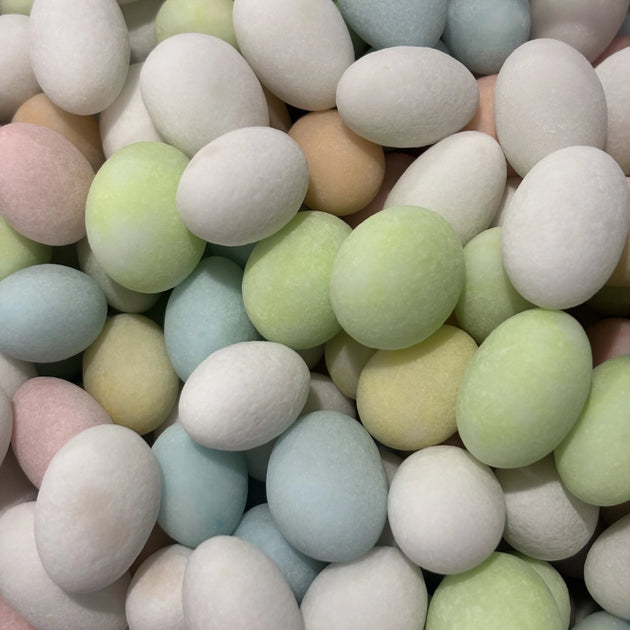 Almonds in a white or pastel colour candy shell