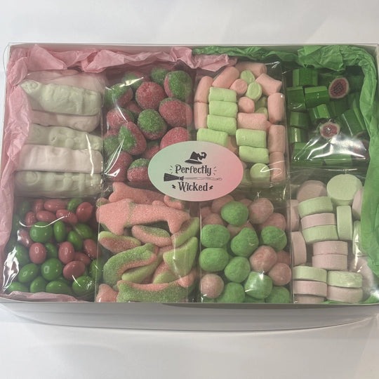 Assorted pink and green lollies
